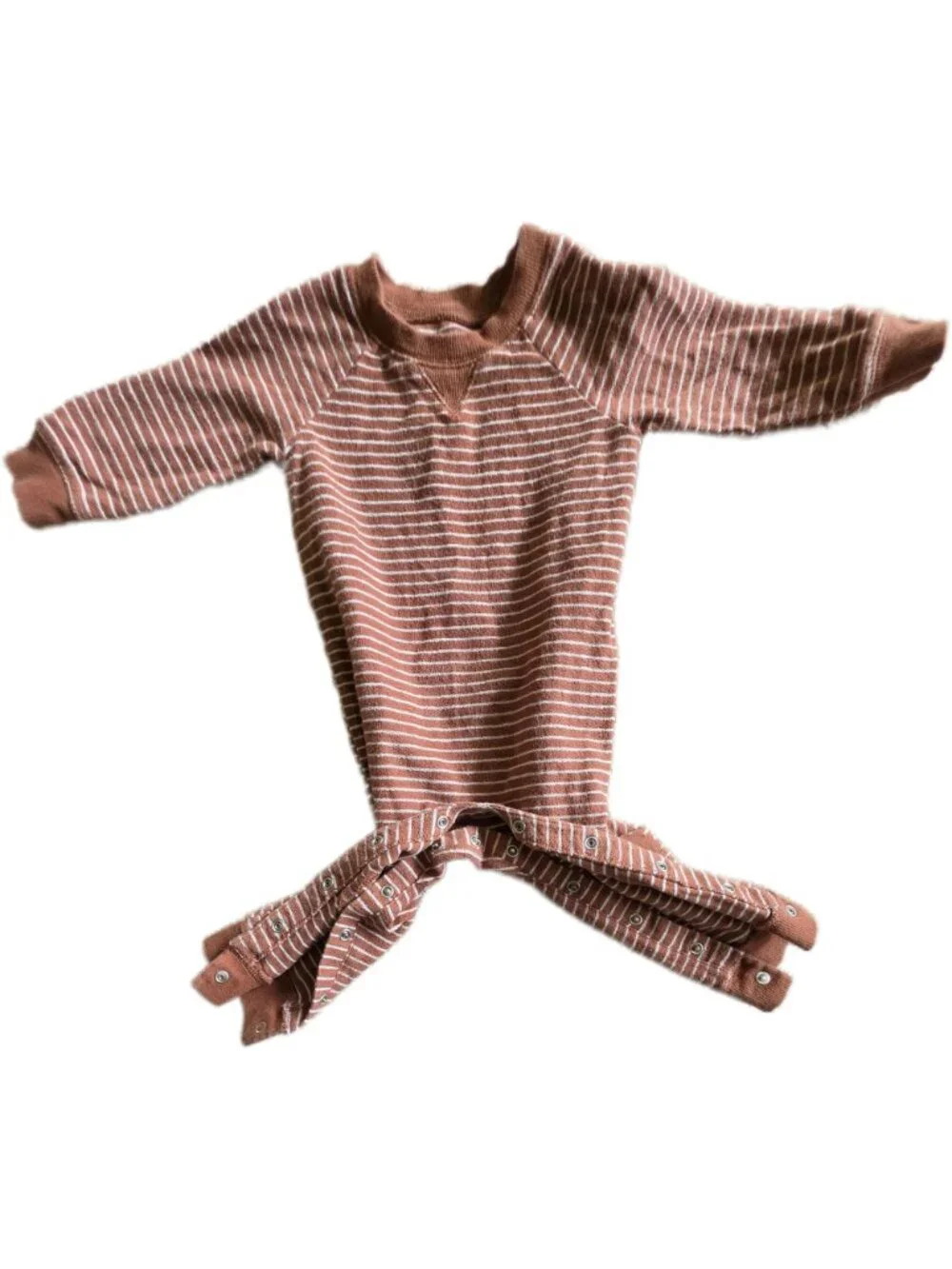 Carter's Brown Striped French Terry Romper Jumpsuit 18M Knee Patch